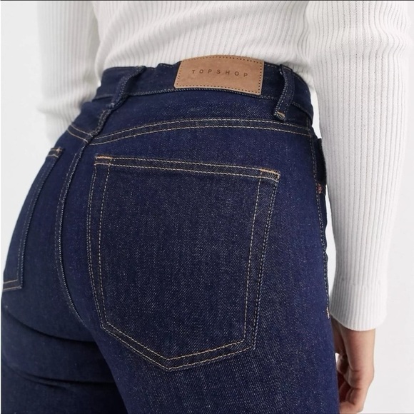 Topshop Women’s Editor Jeans Straight Leg In Dark Wash - Picture 5 of 9